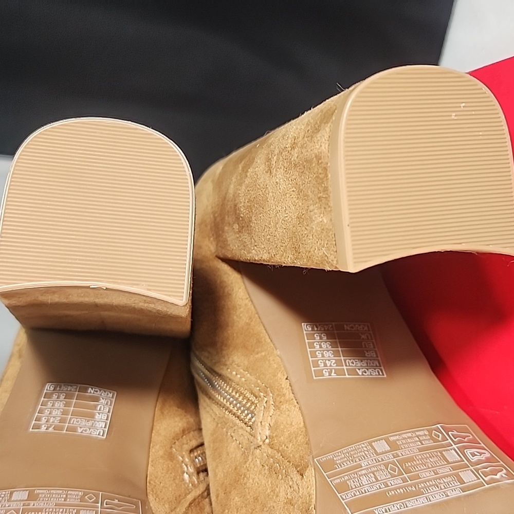 Forever 21 Tan Heeled Boots with Chunky Heel and Platform - Picture 9 of 12